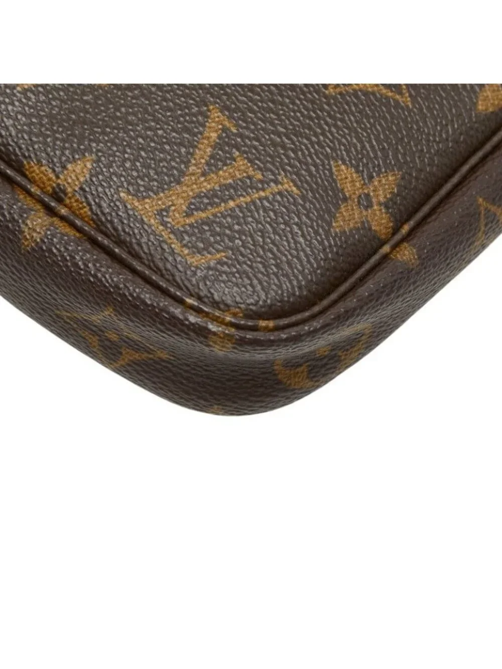 Louis Vuitton Monogram Pochette Handbag Pouch Brown Leather